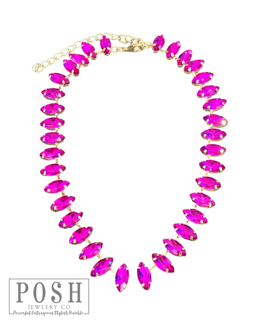 Marquise shape rhinestone necklace