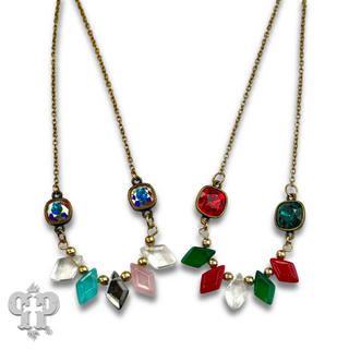 Diamond bead necklace with Austrian crystal