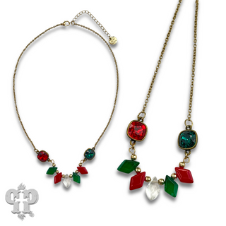 Diamond bead necklace with Austrian crystal