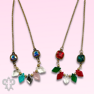 Diamond bead necklace with Austrian crystal