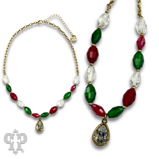 Faceted oval bead necklace with Austrian crystal