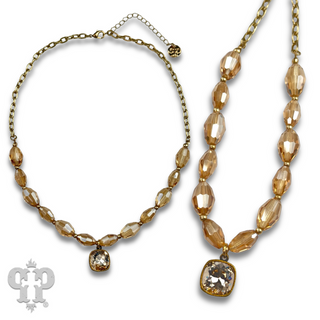 Faceted oval bead necklace with Austrian crystal