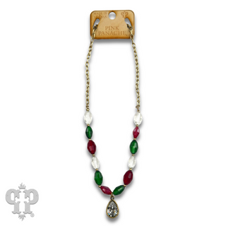 Faceted oval bead necklace with Austrian crystal