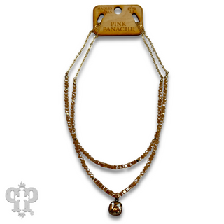 Two strand mixed bead necklace with Austrian crystal