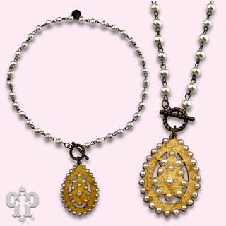 Toggle necklace with Austrian crystal Santa Fe teardrop pendant