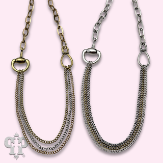 Multi-chain equestrian horse bit charm necklace