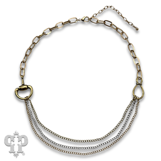 Multi-chain equestrian horse bit charm necklace