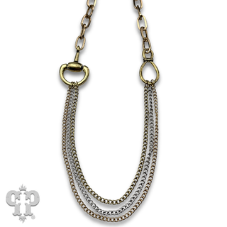 Multi-chain equestrian horse bit charm necklace