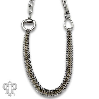 Multi-chain equestrian horse bit charm necklace