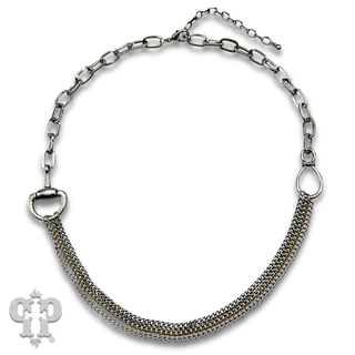 Multi-chain equestrian horse bit charm necklace