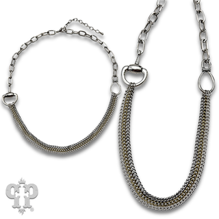 Multi-chain equestrian horse bit charm necklace
