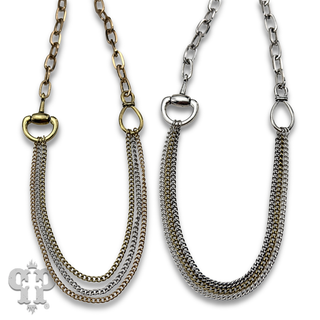 Multi-chain equestrian horse bit charm necklace