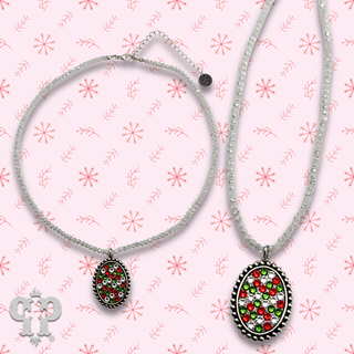 Christmas oval necklace with crystals from Swarovski®