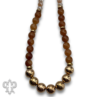 Faceted stone round bead necklace