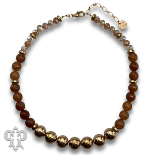 Faceted stone round bead necklace