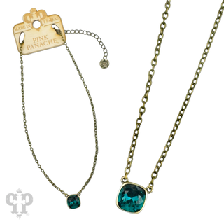 Austrian square crystal chain necklace, 12mm