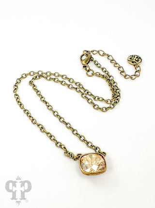 Austrian square crystal chain necklace, 12mm