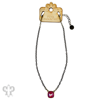 Austrian square crystal chain necklace, 12mm