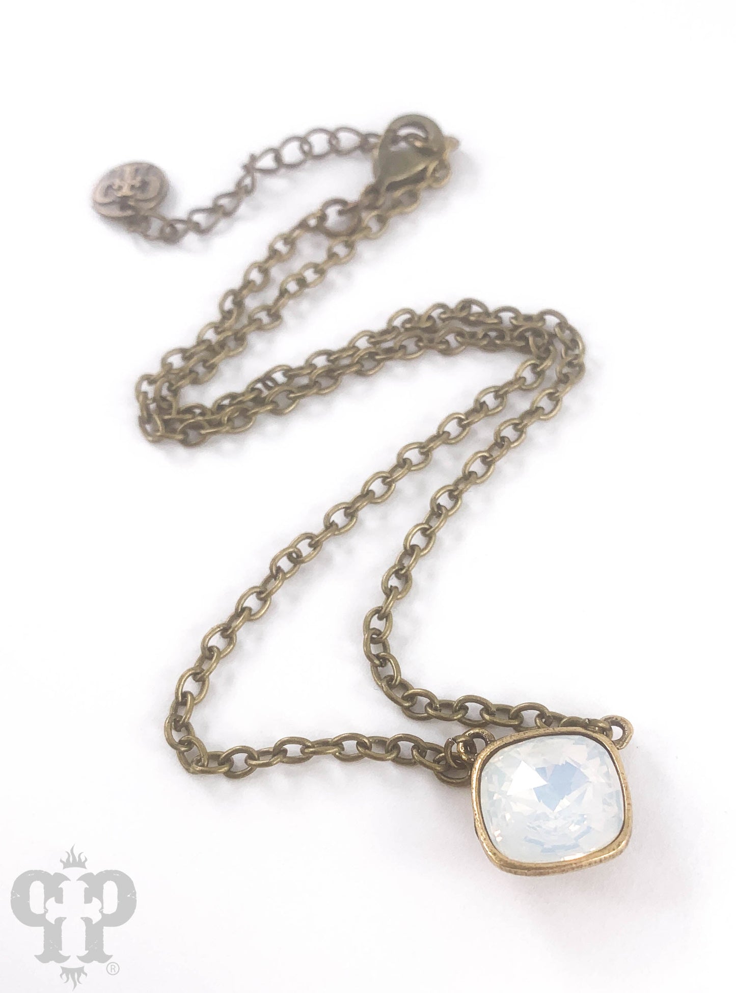 Austrian square crystal chain necklace, 12mm