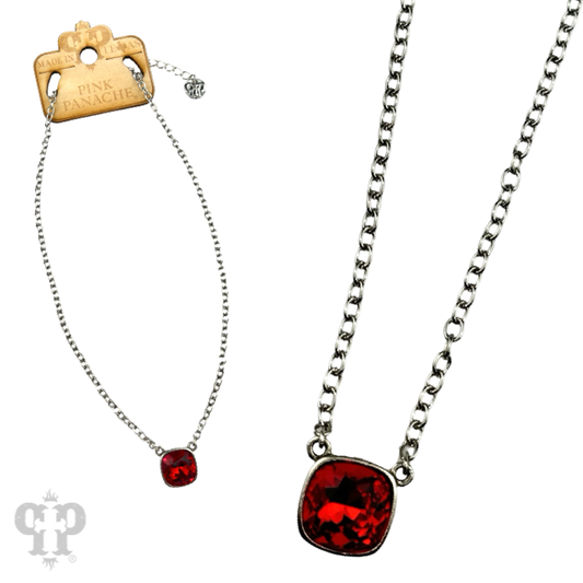 Austrian square crystal chain necklace, 12mm