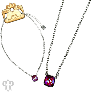 Austrian square crystal chain necklace, 12mm