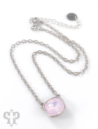 Austrian square crystal chain necklace, 12mm