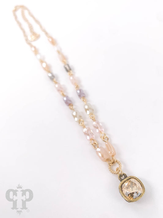 Tube bead necklace with Austrian crystal