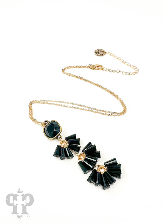 Fluted bead pendant necklace, Austrian crystal