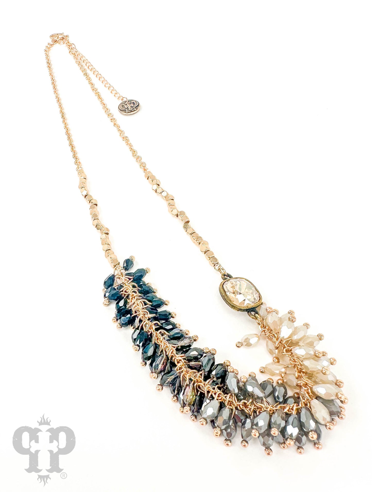 Bead fringe necklace, Austrian crystal