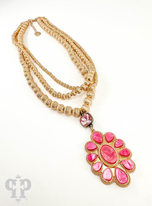 Pearlized fancy oval necklace, Austrian crystal