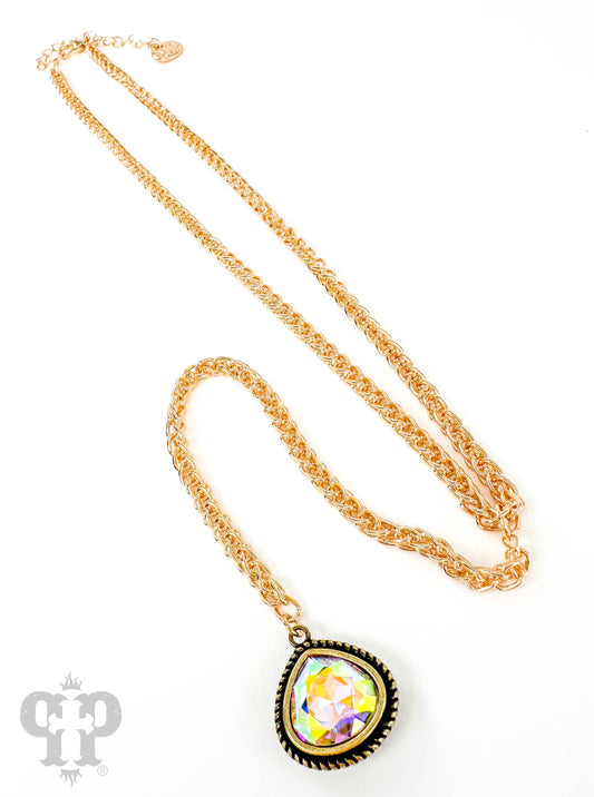 Y-chain necklace with crystal drop