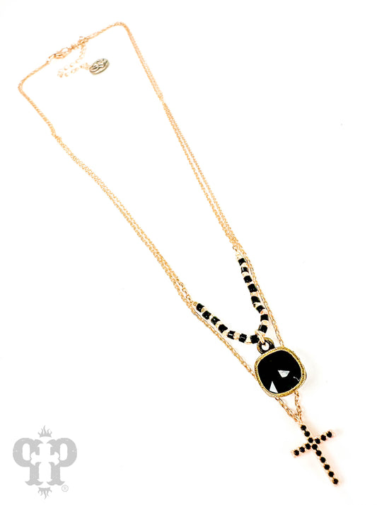 Rhinestone cross and Austrian crystal necklace