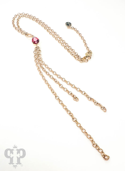Chain fringe necklace with Austrian crystal