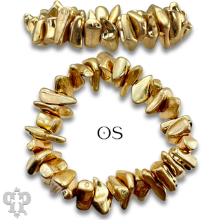 Gold nugget single bracelet strand - LC