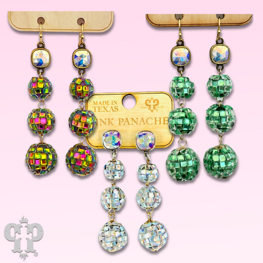 Mirrored disco ball earring with Austrian crystal