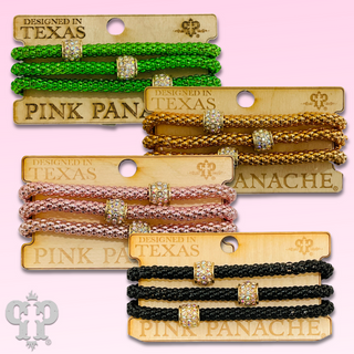 Woven mesh bracelet with pave rondelle beads