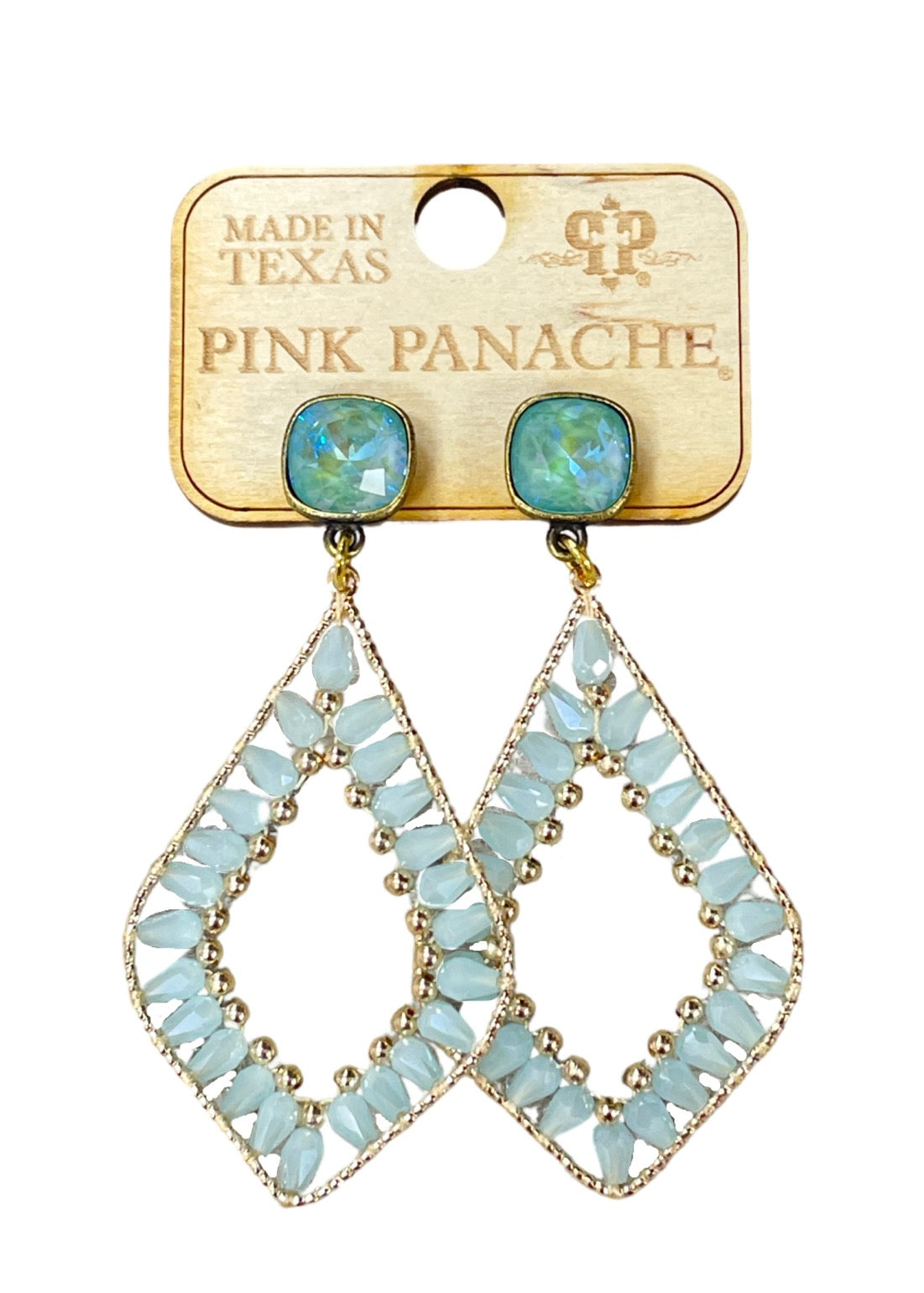 Mint green teardrop earring, Austrian crystal