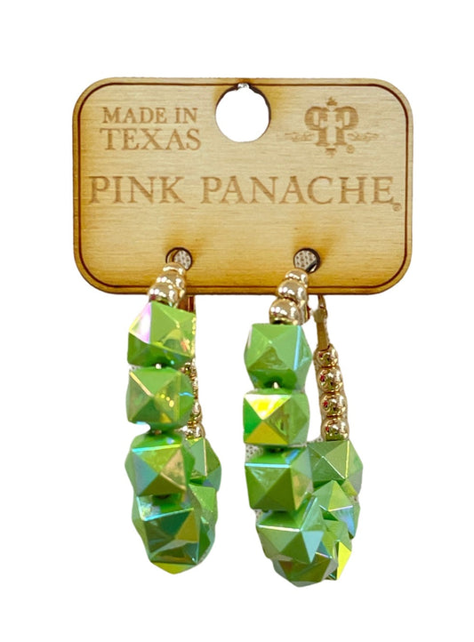 Iridescent acrylic bead hoop earring