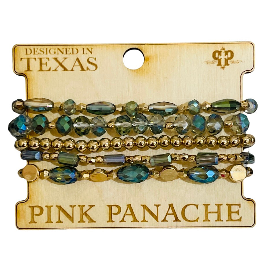 Five strand mixed size bead bracelet set