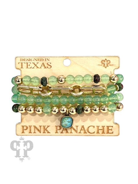 Mixed bead and chain link bracelet with Austrian crystal