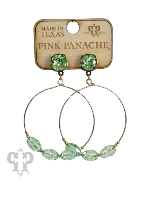 Green faceted oval bead earring, Austrian crystal