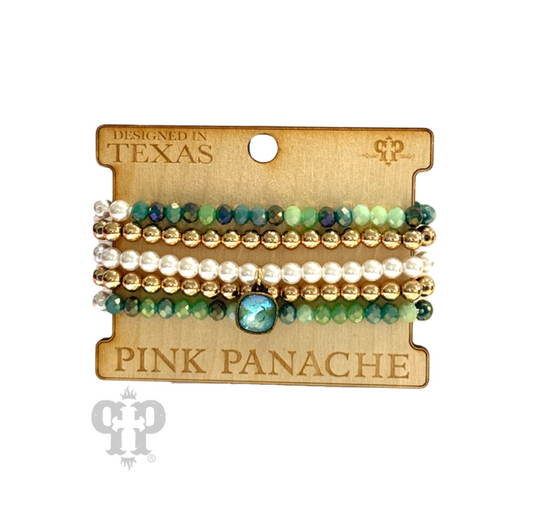 Mixed bead bracelet set with Austrian crystal