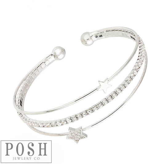 Memory wire rhinestone star bangle, last call