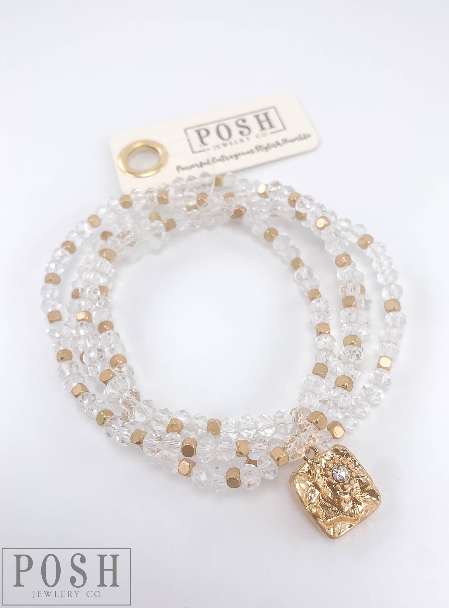 Crystal bracelet with nugget charm, last call