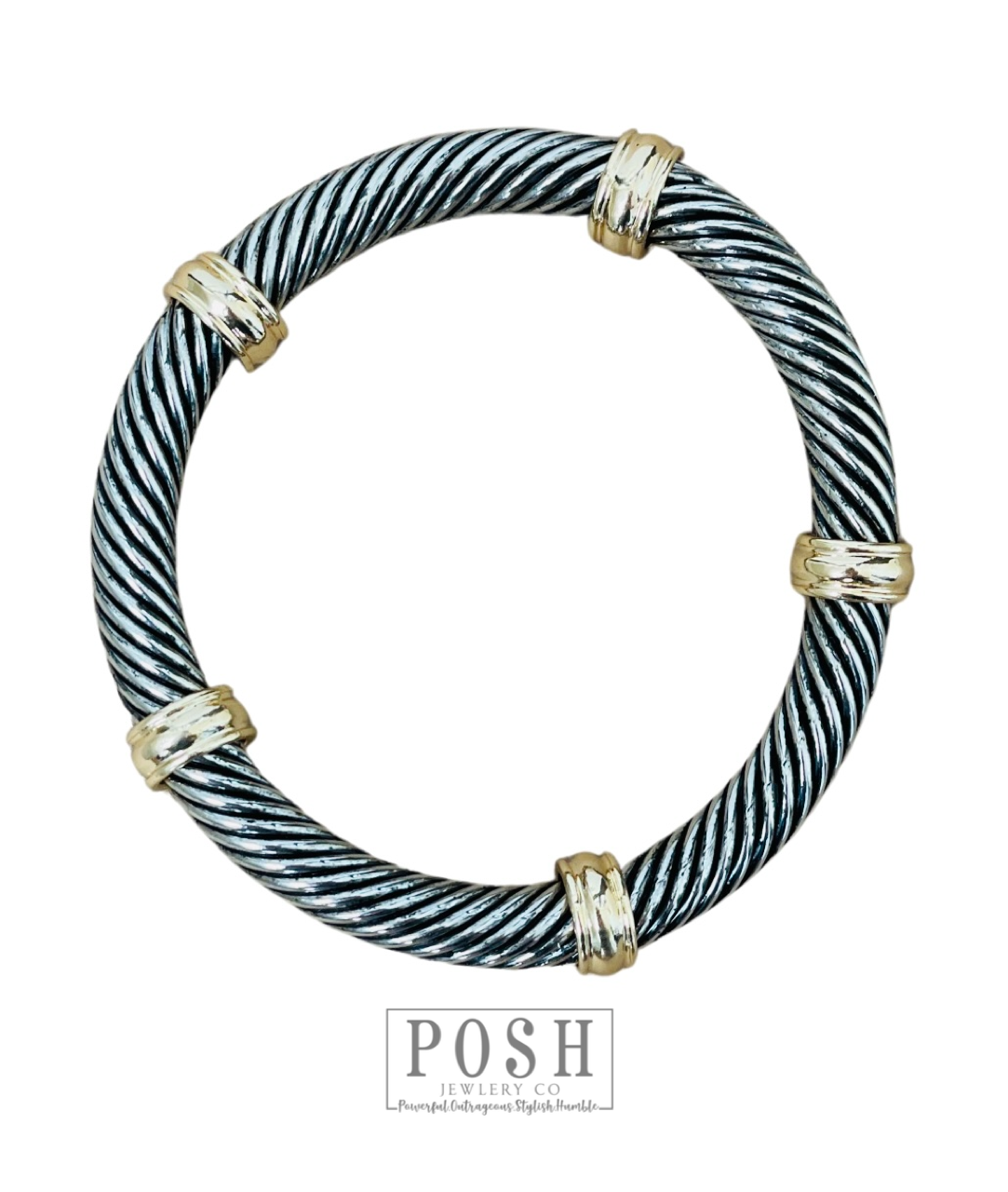 Cable wire stretch bangle bracelet