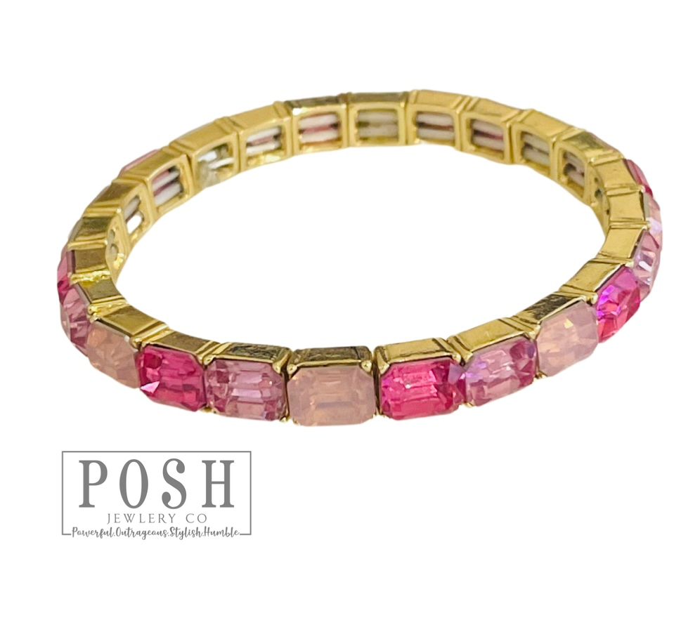 Rectangle rhinestone stretch bracelet