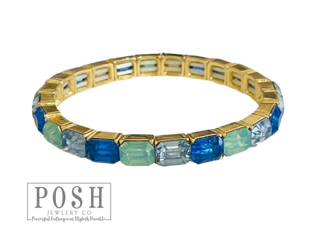 Rectangle rhinestone stretch bracelet