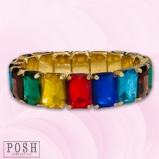 Colorful rectangle rhinestone bracelet - LC
