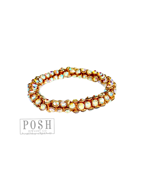 Iridescent rhinestone hourglass bracelet