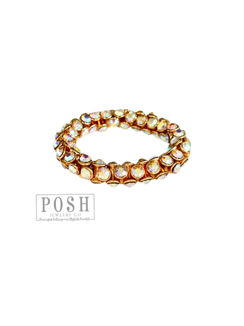 Iridescent rhinestone stretch bracelet